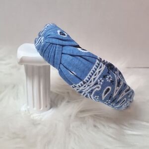 BLUE HANKERCHIEF PATTERN CLOTH HEADBAND Paisley western